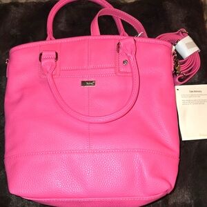 Pink Leather Tote Bag